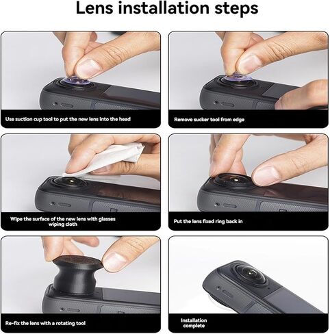 Replacement Lens Complete Kit for Insta360 X5 Camera Lens Repair Parts Accessories, HD Optical Glass Lenses with Removal and Cleaning Tools Kit (Single Lens Set) in Kuwait