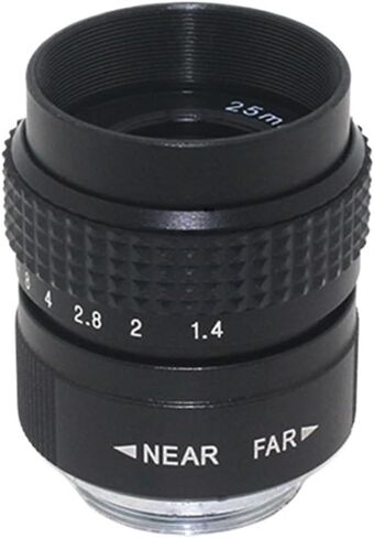 25mm 1/2" Manual Iris Black Industrial Machine Vision Camera Lens | 25mm fixed focal lens, manual adjustable iris, black housing, fits 1/2" sensor, optical lens for industrial machine vision in Kuwait