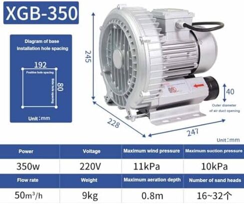 Regenerative Blower, High-Pressure Vortex Ring Blower,High-Pressure Industrial Vacuum Pump for Air Blowing Or Suction,Single Phase Turbine Blower for Air Blowing Or Suction(350W/0.47HP) in Kuwait