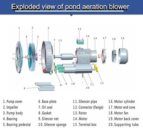Regenerative Blower High Pressure Vortex Ring Blower Industrial Vortex Blower 110V Fish Pond Aerator Vacuum Pump 120W 180W 250W 350W 550W(750W) in Kuwait