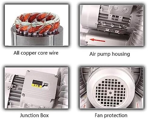High-Pressure Regenerative Blower 110V 50Hz Vortex Air Pump 250W Industrial Vacuum for Sewage Aeration. Copper Motor, Aluminum Housing, Dual Inlet/Outlet Filters. in Kuwait