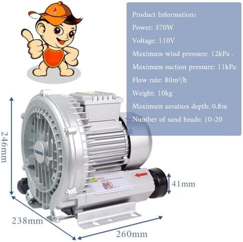 Vortex Ring Blower Regenerative Blower High Pressure Strong Centrifugal Fan Industrial Vacuum Pump Sewage Aeration Vortex Blower 110V 120W 180W 250W 350W 750W(370W) in Kuwait