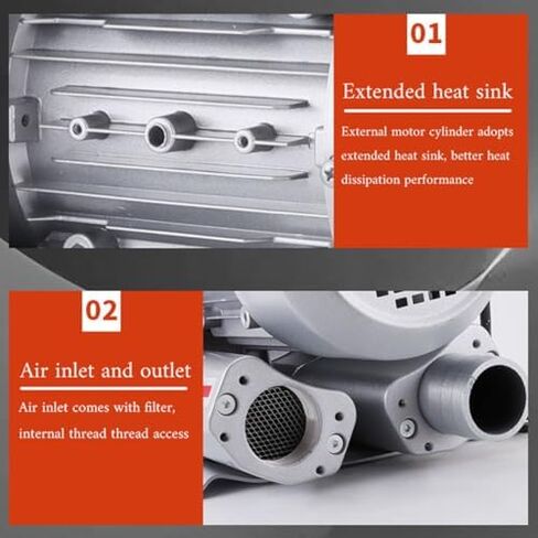 Vortex Ring Blower Regenerative Blower High Pressure Strong Centrifugal Fan Industrial Vacuum Pump Sewage Aeration Vortex Blower 110V 120W 180W 250W 350W 750W(370W) in Kuwait
