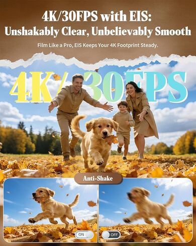 4K Vlogging Camera, Portable Pocket Camera (WiFi & 64GB Card) | 3000mAh Battery, 1.69" Display, 6-Axis Stabilizer & EIS, 150° Wide-Angle Body Cam for Travel YouTube & TikTok in Kuwait