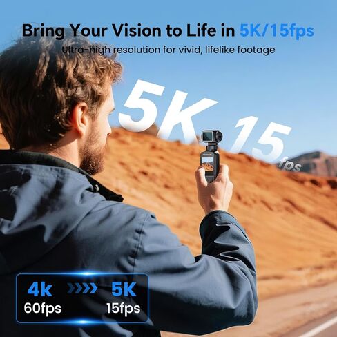 BOBLOV W3 Mini Body Camera 64GB Waterproof and W5 5K Vlogging Camera with Microphone in Kuwait
