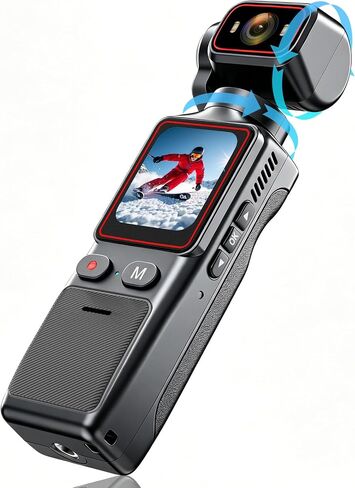KEPEAK Vlogging Camera with 180° Rotating Lens, Pocket Body Camera with Audio & Video One-Button Recording, Handheld POV Cameras for Travel, Daily Life in Kuwait
