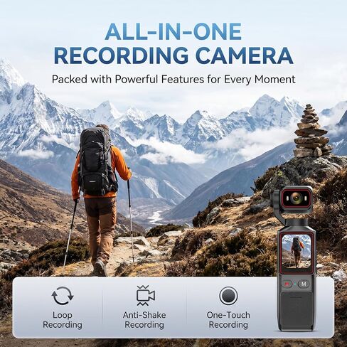 KEPEAK Vlogging Camera with 180° Rotating Lens, Pocket Body Camera with Audio & Video One-Button Recording, Handheld POV Cameras for Travel, Daily Life in Kuwait