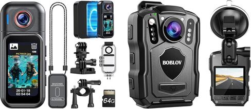 BOBLOV W3 Mini Body Camera 64GB Waterproof and M5 2K 256G GPS Police Body Camera in Kuwait