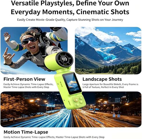 Compact Video Camera with Built in Fan, 1080P Display Screen and Adjustable Lens for Outdoor Daily Use and Vlogs Portable Vlog Device Selfie Video Travel Clip Camera Rotating in Kuwait