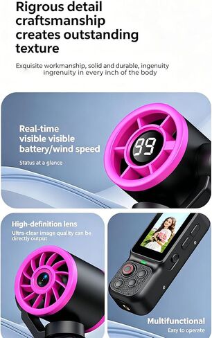 Compact Video Camera with Built in Fan, 1080P Display Screen and Adjustable Lens for Outdoor Daily Use and Vlogs Portable Vlog Device Selfie Video Travel Clip Camera Rotating in Kuwait