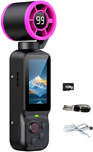 Compact Video Camera with Built in Fan, 1080P Display Screen and Adjustable Lens for Outdoor Daily Use and Vlogs Portable Vlog Device Selfie Video Travel Clip Camera Rotating in Kuwait