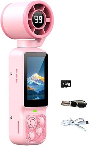 Compact Video Camera with Built in Fan, 1080P Display Screen and Adjustable Lens for Outdoor Daily Use and Vlogs Portable Vlog Device Selfie Video Travel Clip Camera Rotating in Kuwait