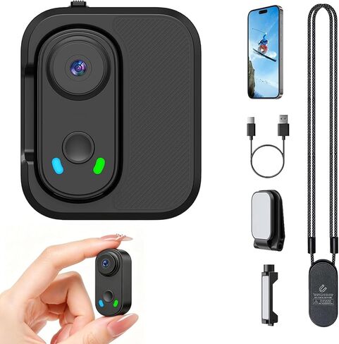 isekurity Mini Body Camera Thumb Size POV Cam Action Camera | Bodycam with WiFi/Magnetic Mount/Charging Case Wearable Hands-Free Recording Sports Helmet Camera for Vlog Motorcycle Cycling in Kuwait