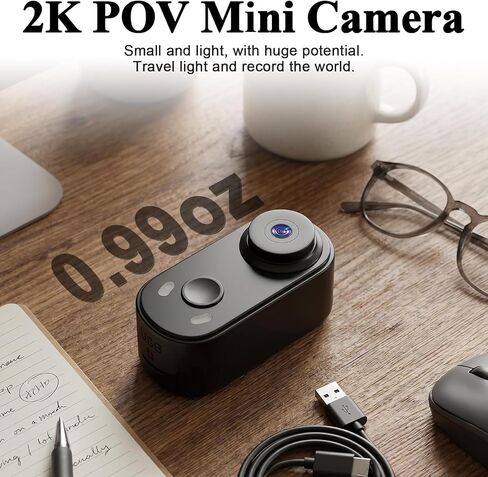 isekurity Mini Body Camera Thumb Size POV Cam Action Camera | Bodycam with WiFi/Magnetic Mount/Charging Case Wearable Hands-Free Recording Sports Helmet Camera for Vlog Motorcycle Cycling in Kuwait