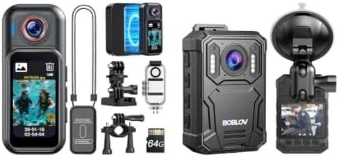 BOBLOV W3 Mini Body Camera 64GB Waterproof and KJ23Pro 2K Body Camera 128G in Saudi Arabia