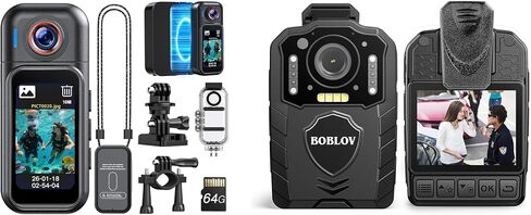 BOBLOV W3 Mini Body Camera 64GB Waterproof and KJ25 1080P Body Cam 3000mAh with 10-13Hrs Recording in Kuwait