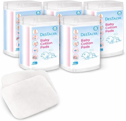 Destalya Baby Cotton Pads 360 Count (6x60) | 100% Cotton Maxi Squares for Diaper Change | Sensitive Skin, Soft, Lint-Free, Large Pads for Baby Care, Cosmetic Use (Maxi Pads 360) in Saudi Arabia