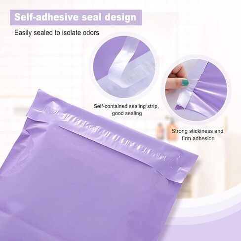 Adult Diaper Disposal Bags, Set of 100 Dirty Diaper Bags | Disposable, Self-adhesive Seal, Waterproof and Leak-proof, Discreetly Hide Personal Elderly Diapers, Seal Odor, Purple in Kuwait
