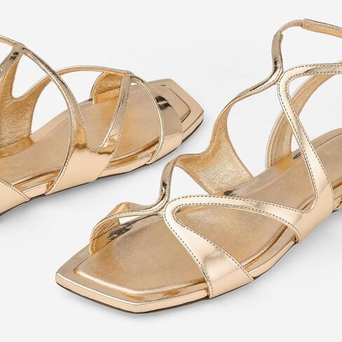 Womens Strappy Flat Sandals Square Toe Ankle Strap Buckle Sandals in Kuwait
