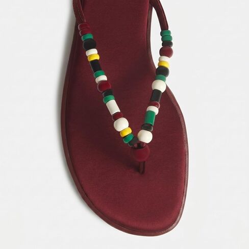 Beaded Flat Thong Sandals for Women Color Slip On Summer Flip Flops in Kuwait