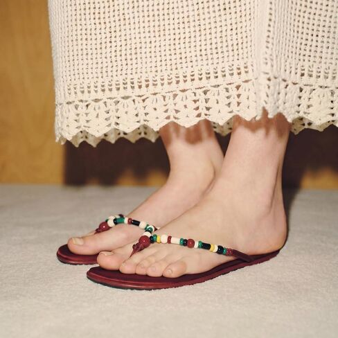 Beaded Flat Thong Sandals for Women Color Slip On Summer Flip Flops in Kuwait