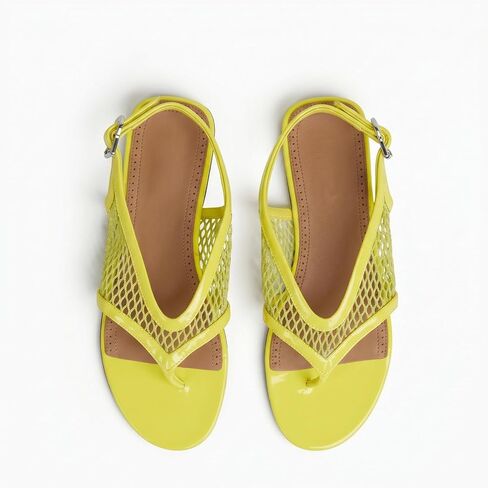 Thong Flat Sandals for Women Mesh Open Toe Adjustable Back Strap Slingback Sandals Comfortable Casual Outdoor Shoes in Kuwait