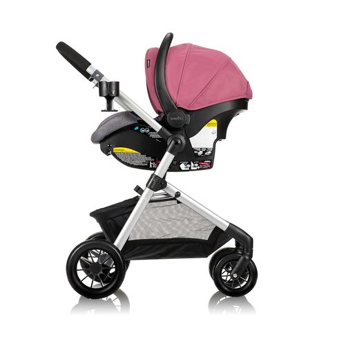 Evenflo Pivot Modular Travel System w/LiteMax Preemie and Infant Car Seat | 6 Modes of Use, Rear-Facing Mode for Infants 3-30 lbs, Stroller use up to 50 lbs (Dusty Rose Pink) in Kuwait