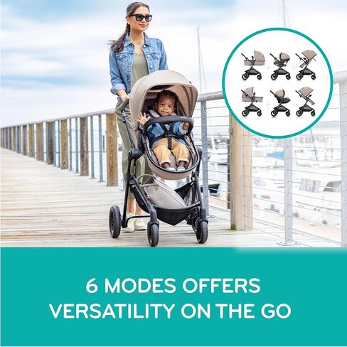 Evenflo Pivot Modular Travel System w/LiteMax Preemie and Infant Car Seat | 6 Modes of Use, Rear-Facing Mode for Infants 3-30 lbs, Stroller use up to 50 lbs (Dusty Rose Pink) in Kuwait