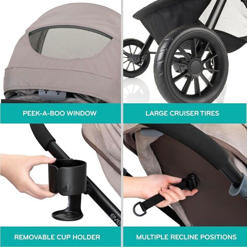 Evenflo Pivot Modular Travel System w/LiteMax Preemie and Infant Car Seat | 6 Modes of Use, Rear-Facing Mode for Infants 3-30 lbs, Stroller use up to 50 lbs (Dusty Rose Pink) in Kuwait