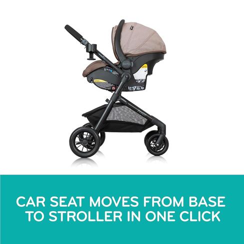Evenflo Pivot Modular Travel System w/LiteMax Preemie and Infant Car Seat | 6 Modes of Use, Rear-Facing Mode for Infants 3-30 lbs, Stroller use up to 50 lbs (Dusty Rose Pink) in Kuwait