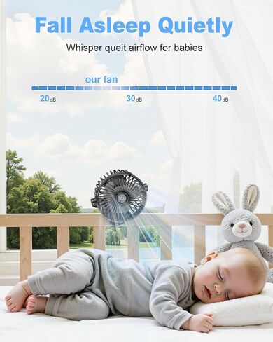 Portable Clip on Fan, Rechargeable Stroller Fan, USB Desk Fans With TYPE-C Port 5200 mAh Battery Operated 3 Speed 360° Rotatable Personal Small Mini Table Fan for Pram Car Seat Crib Golf Cart Camping in Kuwait