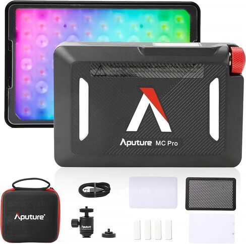 Aputure MC Pro RGBWW On Camera Video Light,5W High Brightness 1585 Lux at 0.5m,2000-10000K Adjustable Magnetic Attraction and IP65 Weatherproo for Photography,Videographer in Kuwait
