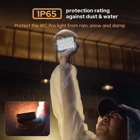 Aputure MC Pro RGBWW On Camera Video Light,5W High Brightness 1585 Lux at 0.5m,2000-10000K Adjustable Magnetic Attraction and IP65 Weatherproo for Photography,Videographer in Kuwait