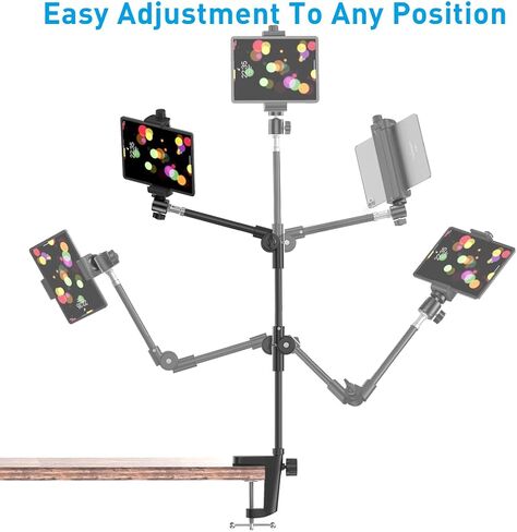 KDD Webcam Stand Camera Mount with Phone Holder, 22 Inch Foldable Flexible Gooseneck Cell Phone Clamp & Table Projector Mount, for Logitech C922 C930e C920S C920 C960 Brio 4K, Gopro Hero 8 7 6 5 in Kuwait