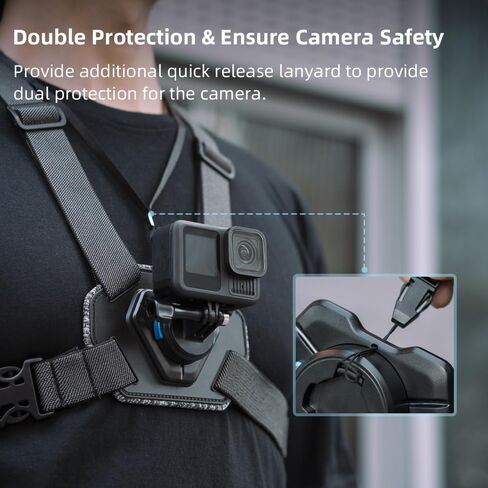 Upgraded Magnetic Chest Mount Harness Strap Body Mount Chesty Compatible with Go Pro Hero 13/12/11/10/9/8/7 Black,DJI Osmo Action 5 Pro/4/3/2,AKASO and More - More Comfortable and Skin Friendly in Kuwait