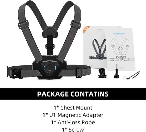 Upgraded Magnetic Chest Mount Harness Strap Body Mount Chesty Compatible with Go Pro Hero 13/12/11/10/9/8/7 Black,DJI Osmo Action 5 Pro/4/3/2,AKASO and More - More Comfortable and Skin Friendly in Kuwait
