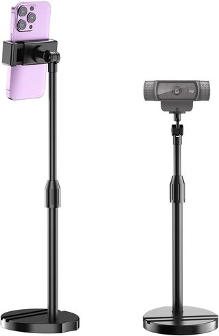 Telescopic Webcam Tripod Stand for Desk with Phone Holder, Desktop Webcam Mount Compatible with C922 C930e C920S C920 C615 C960 C920x Brio 4K, Table Phone Stand with 1/4'' Thread in Kuwait
