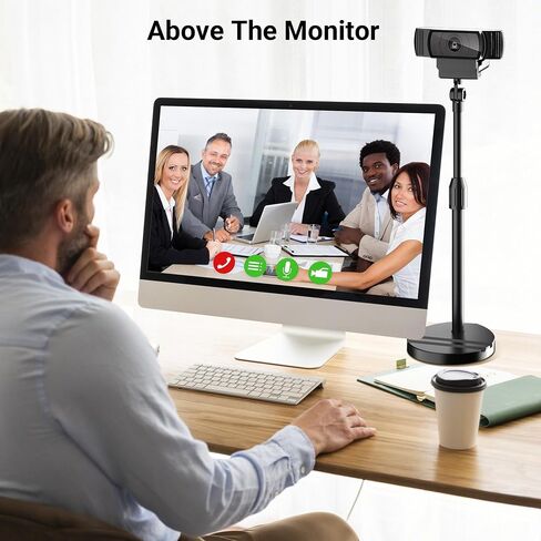 Telescopic Webcam Tripod Stand for Desk with Phone Holder, Desktop Webcam Mount Compatible with C922 C930e C920S C920 C615 C960 C920x Brio 4K, Table Phone Stand with 1/4'' Thread in Kuwait
