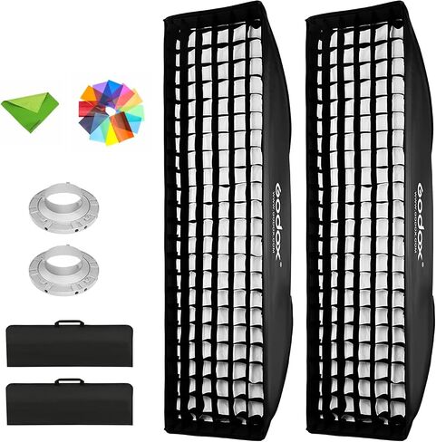 Godox 9x35 inches / 22 * 90cm Honeycomb Strip Softbox Grid Softbox & Bowens Mount Speedring Bowens Mount for Studio Strobe Flash Light Speedlight Speedlite(2PCS) in Kuwait