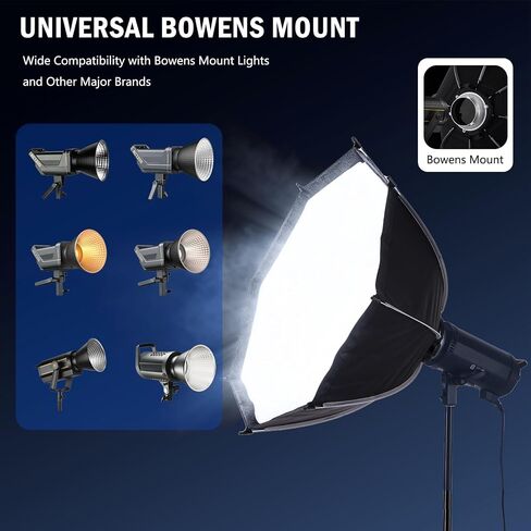 23.6"/60cm Bowens Mount Softbox, Quick Release Octagonal Softbox with Honeycomb Grid, Light Diffusers, Carrying Bag, Professional Soft Box for Studio Photography Lighting Flash in Kuwait