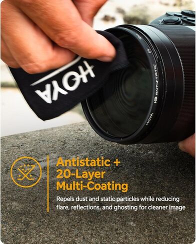 HOYA 58mm HD Antistatic UV Lens Filter, Hardened Glass, Dust Repelling | 4x stronger optical glass, 20-layer multi-coating cuts flare and ghosting, contrast and sharpness, 98.8% light transmission in Saudi Arabia