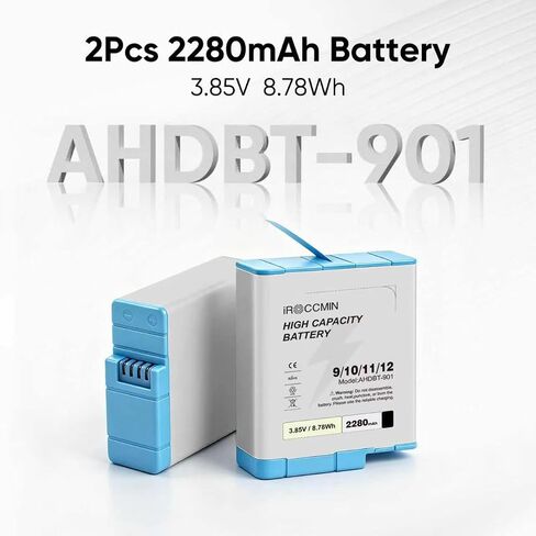 2-Pack 2280mAh High Capacity Battery for GoPro Hero 12, 11, 10, 9 Black Camera in Kuwait