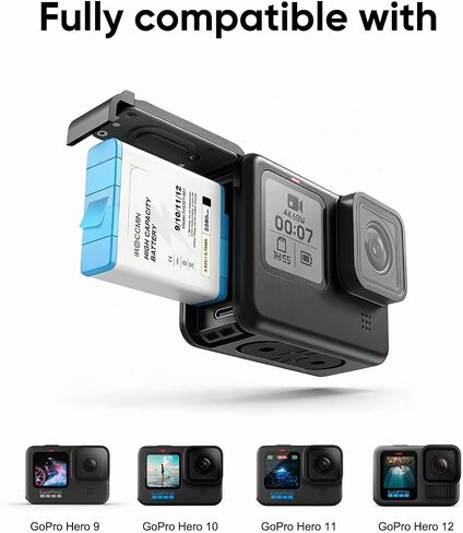 2-Pack 2280mAh High Capacity Battery for GoPro Hero 12, 11, 10, 9 Black Camera in Kuwait