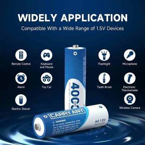 Rechargeable Batteries Lithium 12 Pack,1.5V 4000mWh High Capacity Rechargeable AA Battery, Li-ion Doubel A Batteries for Blink Outdoor Camera in Saudi Arabia