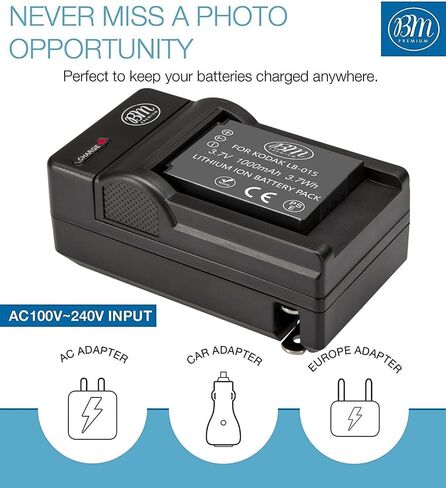 BM Premium LB-015 Battery and Charger for Kodak PIXPRO WPZ2 Digital Camera in Kuwait