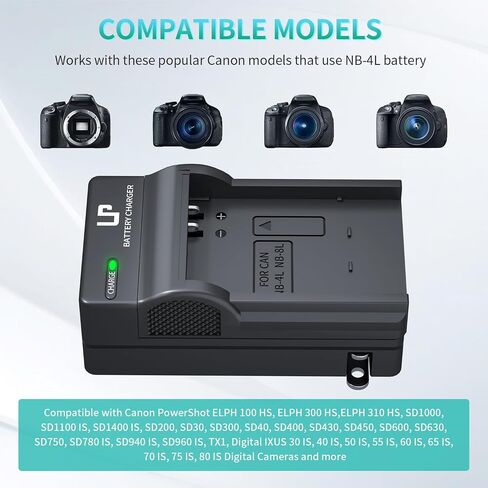 LP NB-4L Battery Charger Pack, 2-Pack 1500mah Battery for Canon PowerShot ELPH 100 HS 300 HS 330 HS 310 HS SD1000 SD1100 is SD1400 is SD200 SD30 SD300 SD40 SD400 SD600 SD750 SD780 is SD940 is and more in Kuwait