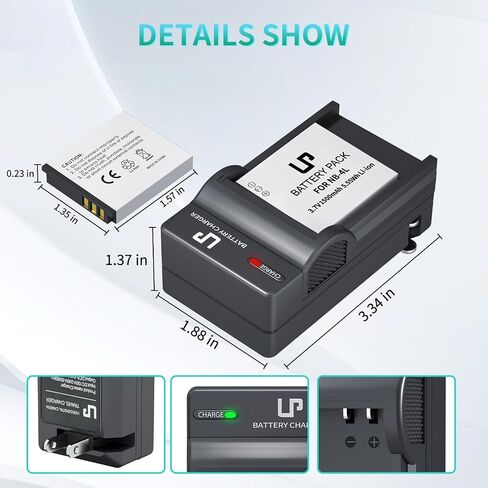 LP NB-4L Battery Charger Pack, 2-Pack 1500mah Battery for Canon PowerShot ELPH 100 HS 300 HS 330 HS 310 HS SD1000 SD1100 is SD1400 is SD200 SD30 SD300 SD40 SD400 SD600 SD750 SD780 is SD940 is and more in Kuwait
