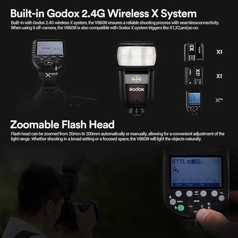 Godox V860III-S Flash for Sony, 2,4G TTL External HSS Flash 1/8000s, 480 Full Power Flashes, 10 Levels LED Modeling Lamp, Compatible for Sony Camera(Godox V860II-S Enhanced Version) in Kuwait