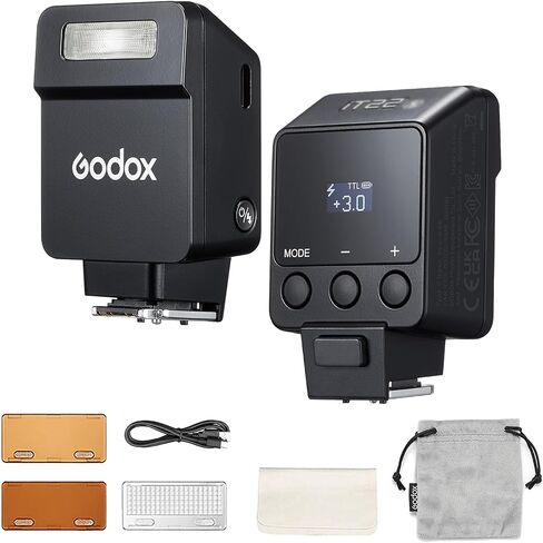 Godox iT22 iT22-O Flash for Olympus Panasonic, Mini TTL Flash with Intuitive Screen, 1.5s Recycle, 700 Full Power Flashes, USB-C Charge, Built-in Battery, GODOX iT22O iT22 O Flash Speedlight (Black) in Kuwait