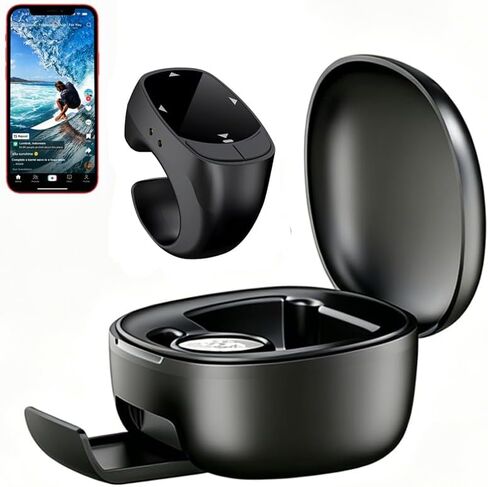 Remote Control Scrolling Ring for Tiktok with Phone Stand & Touchpad, Portable Handheld Air Finger Ring Bluetooth Mouse Camera Shutter Remote Page Turner for i-Phone, Android, iOS, i-Pad, Tablet App in Kuwait